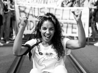 Woman at a demonstration