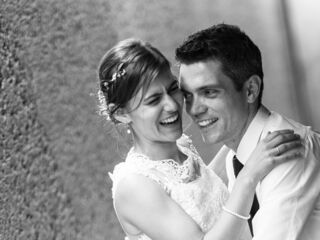 Bridal couple on the day of the wedding in the Engadin